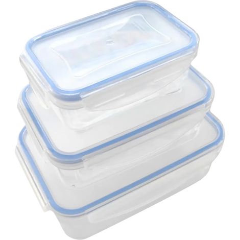 CONTENITORE RETTANGOLARE IN PLASTICA SET 'SUPERLOCK' kit 3 pezzi - lt 0,5 / 1,0 / 1,5