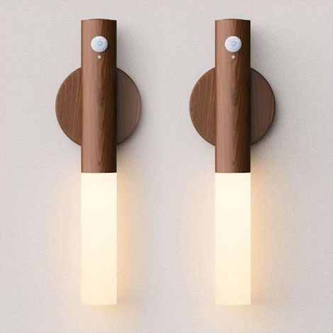 Zwei batteriebetriebene Wandleuchten, wiederaufladbare kabellose LED-Nachtlichter mit Magnetfuß, Bewegungsmeldern, warmweißes Licht 3000K. (1/5)