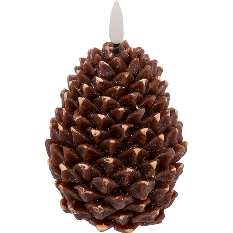 Bougie lumineuse à LED forme Pomme de pin H 13 cm Marron pailleté - Feeric Christmas (1/2)