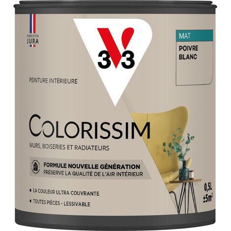 Peinture murale intérieure Colorissim® V33 Poivre blanc Mat 0,5L (1/5)