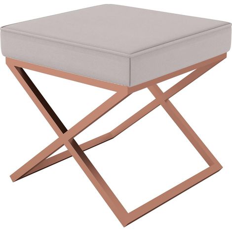 AX LIVING 1 Stk Polster Hocker Pitinio 45 Beige kupferfarbenes Gestell