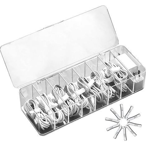 Transparente Aufbewahrungsbox für Ladekabel, Kabelmanagementbox, USB-Kabelsortierer, kompakte Aufbewahrungsbox für Kosmetikartikel, kleiner Organizer und Aufbewahrung (1/5)