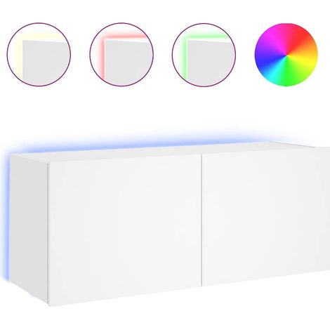 Mobile TV Armadietto TV Mobile Porta TV a Parete con Luci LED Bianco 100x35x41 cm (1/5)