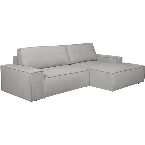 Canapé d'angle droit convertible en tissu texturé gris AMELIA (1/5)