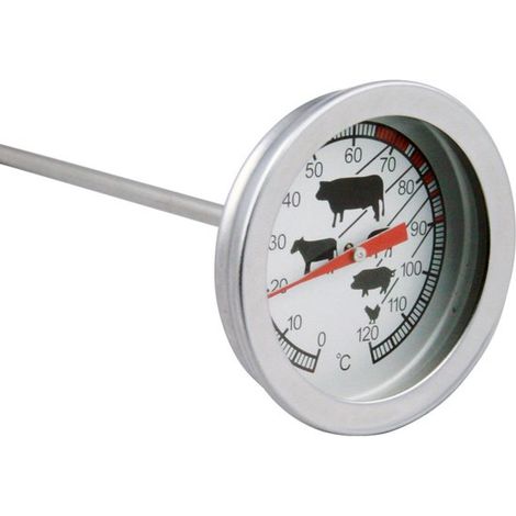 Termómetro para carne,Termómetro de cocina,Termómetro para barbacoa,Termómetro de cocina con sonda,Acero inoxidable,Plateado (1/5)