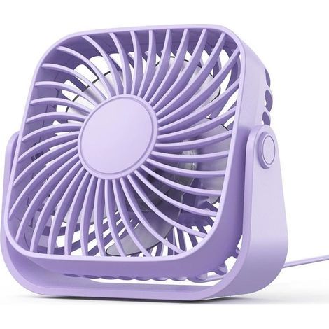 Mini ventilateur de bureau -USB , 3 vitesses, silencieux, portable, réglage à 360° pour chambre à coucher, bureau-Violet (1/4)