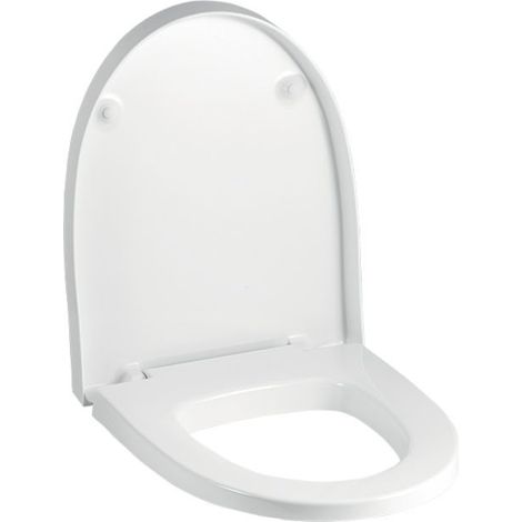 Geberit Flow WC Sitz 575950000 weiss, Scharniere Edelstahl, mit Absenkautomatik (1/5)