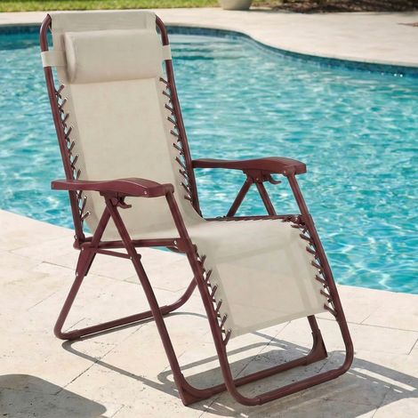 CASABEL Chaise Pliante Zéro Gravité, Terracotta (1/5)