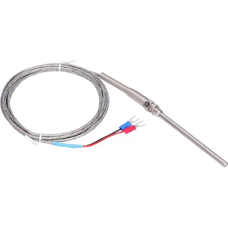 Sonde thermique thermocouple de type K, en acier inoxydable, 0 à 600 °C, WRNT187 (fils rouge et noir, 1 mètre) (1/5)
