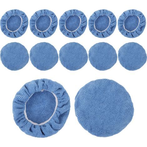 Bonnets de polissage de voiture en microfibre, 12 pièces, 5 à 5,7 pouces, couverture de tampon de polissage à forte absorption douce pour polisseuse. (1/5)