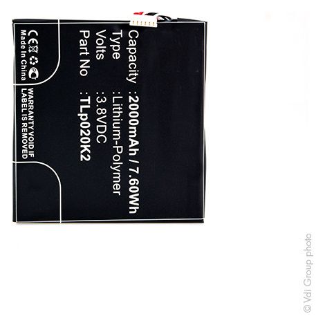 NX - Batterie téléphone, smartphone, GSM pour Alcatel 3.8V 2000mAh - C2000023C2TLP020K2 (1/3)