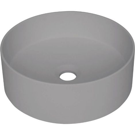 Lavabo tondo in granito con piano d'appoggio Ø36 cm grigio metallizzato - Delia