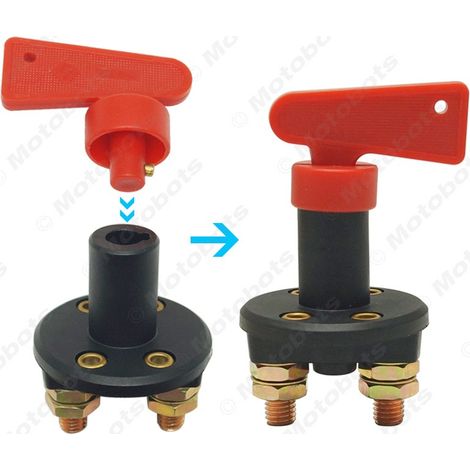 12-24V automotive power main switch, leakage protection rotary double-pole power cut-off switch, battery switch, 8mm (1/4)