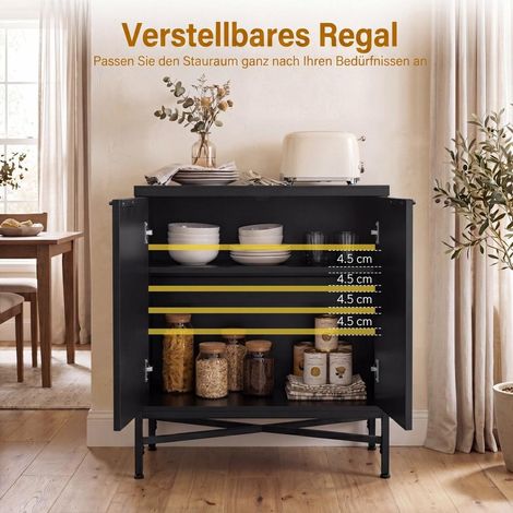 Organisation facile avec buffet 2 portes, étagère réglable 5 niveaux et pieds métal, meuble de rangement (1/5)