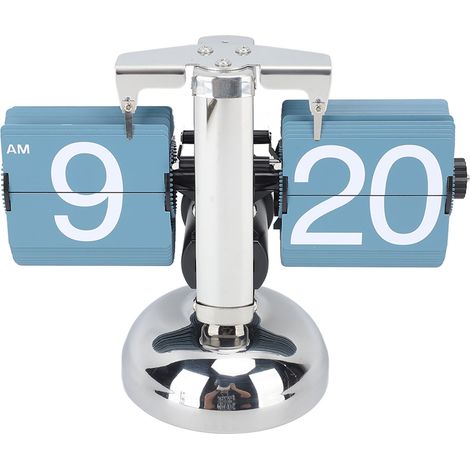 Digitale Retro-Wippuhr im europäischen Stil, Edelstahl 304, automatisches mechanisches Uhrwerk, für Wohnzimmer/Zuhause, 12-Stunden-Anzeige, einseitiger Anschluss, blau (1/5)