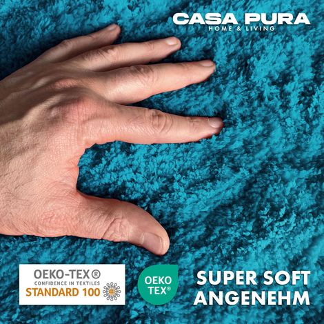 Tapis de Bain à Poils Longs Sky Soft Bleu sarcelle 50 x 80 cm