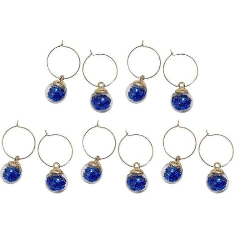 Lot de 10 étiquettes annulaires pour verres à vin, idéales pour les fêtes et célébrations à la maison. Étiquettes jaunes et bleu roi. (1/5)