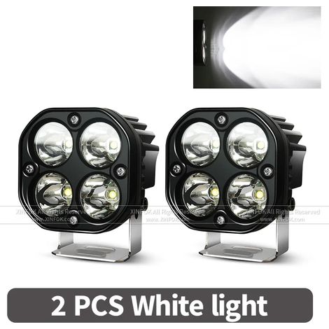 (2 ampoules blanches 40 W) Barre lumineuse LED carrée de 7,6 cm (3 pouces) 40 W, blanc ambré, pour moto, 4x4, tracteurs, camions et voitures (phares antibrouillard). (1/5)