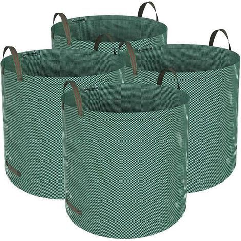 4 sturdy, self-standing, foldable garden bags, tear-resistant and reusable, 272L for green waste.