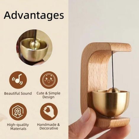Sonnette Porte - Magnétique Bois Cuivre - Pour Réfrigérateur Porche Jardin Restaurant - 1 Pièce (1/4)