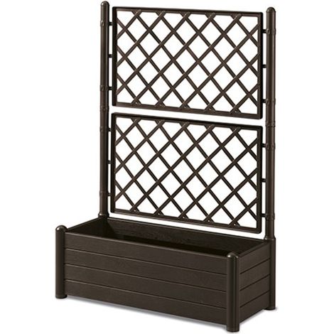 Fioriera Rettangolare da Esterno con Spalliera Italia Moka 100 x 43 x 142 cm