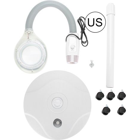Lampe sur pied à roulettes 3x dioptres LED 74 LED 5W, loupe lumineuse avec socle mobile, prise US (1/5)