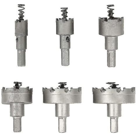 Ahlsen Scie cloche pour métal, lot de 6 forets de scie cloche en carbure, scies cloches en acier inoxydable, pour aluminium, acier, fer, cuivre, bois, 16 mm, 22 mm, 30 mm, 40 mm, 50 mm, 60 mm (1/5)