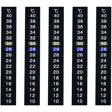 BUNTHAUS 5 pièces Autocollants thermomètre pour aquarium, Thermomètre autocollant pour aquarium, Convient pour l'élevage de tortues, reptiles et poissons d'ornement (Noir) (1/4)