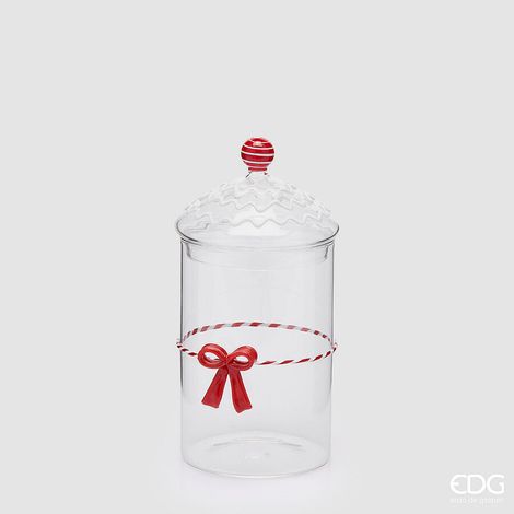 EDG Enzo De Gasperi Contenitore Cilindro con Fiocco Rosso H22 Ø10 cm – Decorazione Natalizia (1/5)