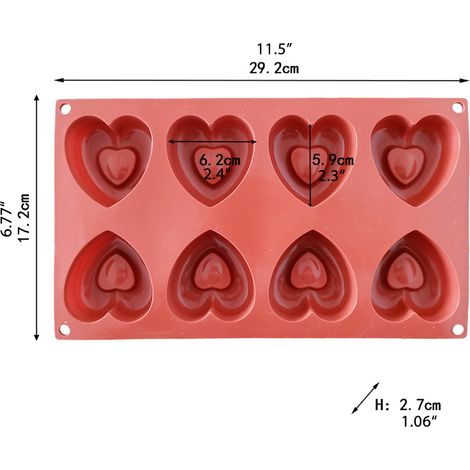 Moule à pâtisserie silicone 8 cavités cœur, moule à donuts et desserts, outil de cuisson (1/3)