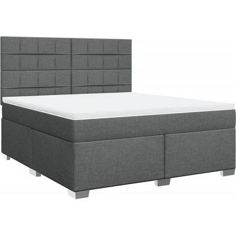 Maison Exclusive - Sommier à lattes de lit avec matelas Gris foncé 180x200cm Tissu (1/5)