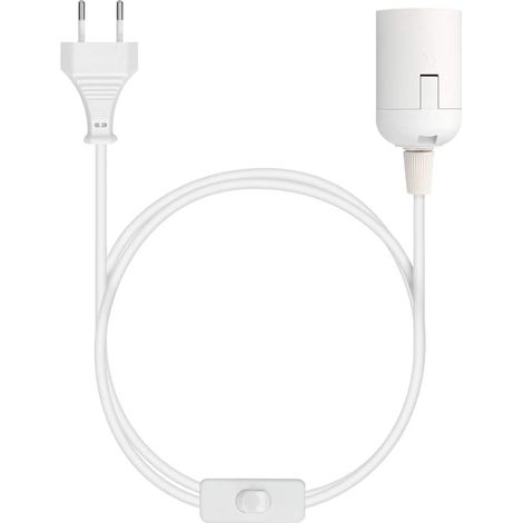 Cable de alimentacion portalamparas E27 con interruptor 2 M Blanco (1/4)
