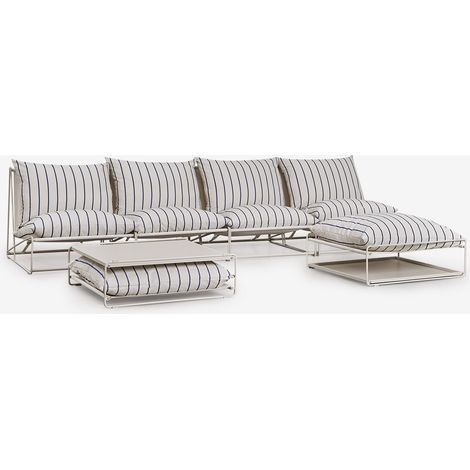 Conjunto de jardín con sofá modular de 4 piezas, mesa auxiliar y puff convertible Amaro SKLUM