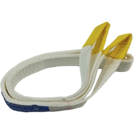 Élingue plate de levage blanche, résistante acide et alcaline, pour grue avec boucle, capacité 3T longueur 3M, couleur patte jaune ou grise (aléatoire), exclusivité Asie du Sud-Est, sangle de levage à (1/5)