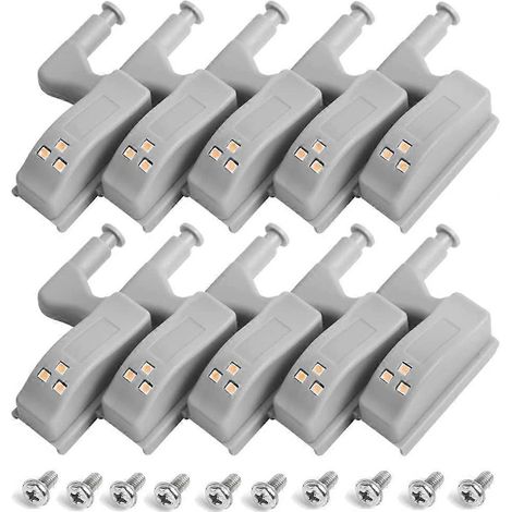 KLVGTIFS PU - Lot de 10 charnières de placard avec détecteur de mouvement LED, universelles, pour salon, chambre, dressing, placard de cuisine, veilleuse de placard (1/5)