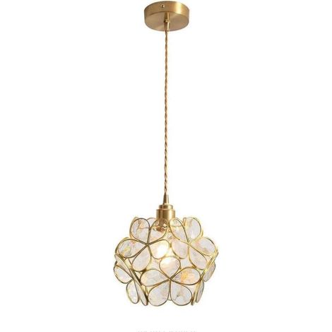 Nordic Pétale Forme Pendentif Lampe En Verre Soufflé À La Main Et En Laiton Lampe Suspendue Simple Tête E27 Plafonnier Luminaire (Clair) (1/4)