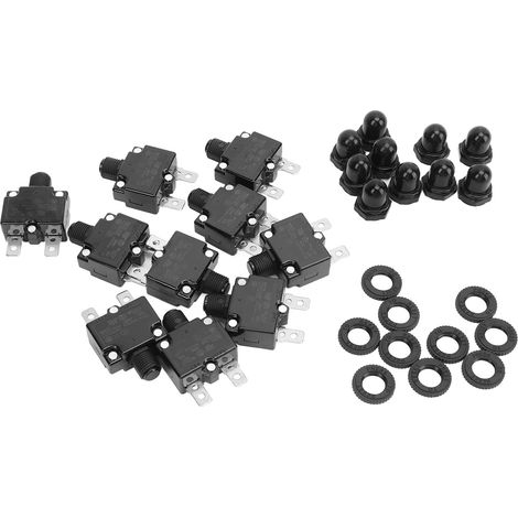 Lot de 10 relais de réarmement manuel 5A 125/250VAC 65VDC, contact argenté, coque PC, protection contre les surcharges avec capuchon étanche. (1/5)