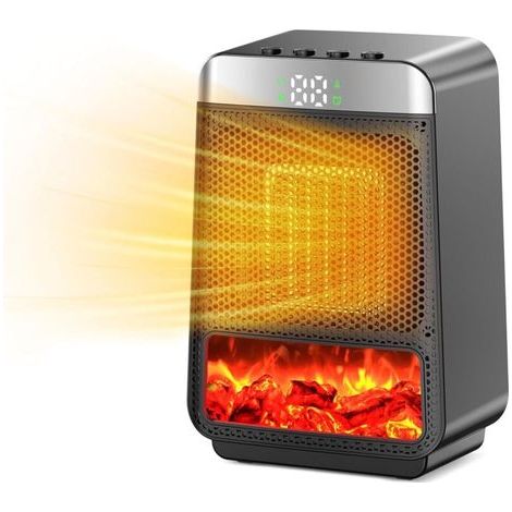 Chauffage portable d'intérieur – Petit radiateur électrique à flamme avec thermostat et éclairage d'ambiance dynamique pour chambres, bureaux et camping (1/5)
