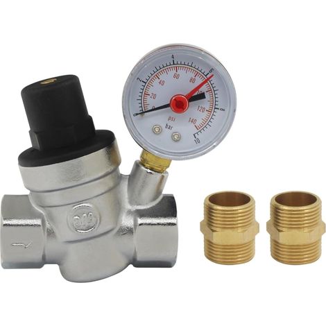 DN15 DN20 water pressure reducer water pressure regulator with pressure gauge 1/2 3/4 inch (DN20 With connector) (1/5)