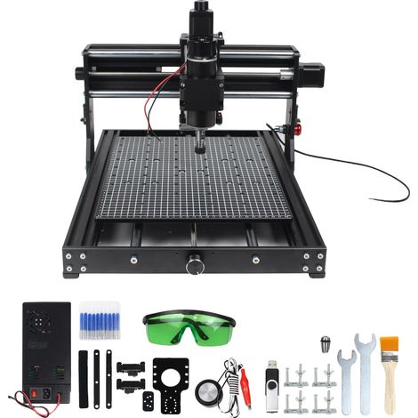 Machine de gravure CNC, moteur de broche de 500W, large compatibilité des matériaux, Juste machine-a, Avec laser de 40W, 220V-e (1/2)