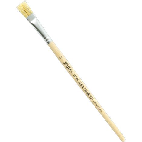 Pinceau à poils plats de taille 12 avec manche naturel pour peinture de pont, tempa, aquarelle, peinture à l'huile et acrylique, idéal pour l'école (1/2)