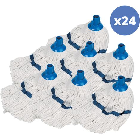 Set de 24 flecos de recambio para fregona en algodón de 185gr forrados Blanco MSV