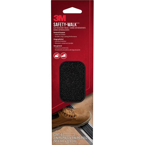 Tira antideslizante, exterior, negra, 50 mm x 22,8 cm, 6 uds, uso general (1/2)