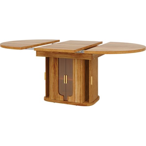 Ausziehbarer runder Esstisch aus MDF in Nussbaumoptik, 118-158 cm, für 6 Personen (1/5)