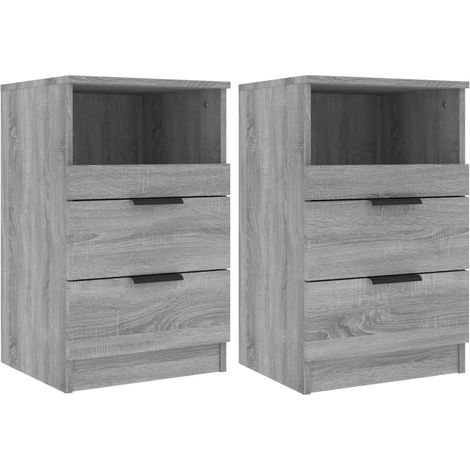 Set di 2 comodini con due cassetti 40 x 36 x 65 cm in legno ingegnerizzato grigio DEC035752