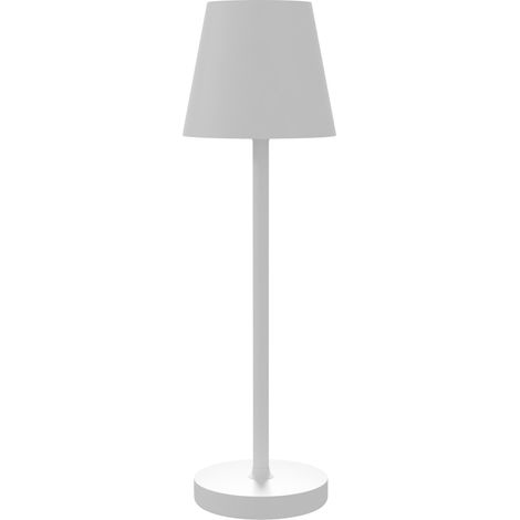 Lámpara de mesa LED recargable USB de metal blanca con 3 colores de luz y control táctil (1/5)