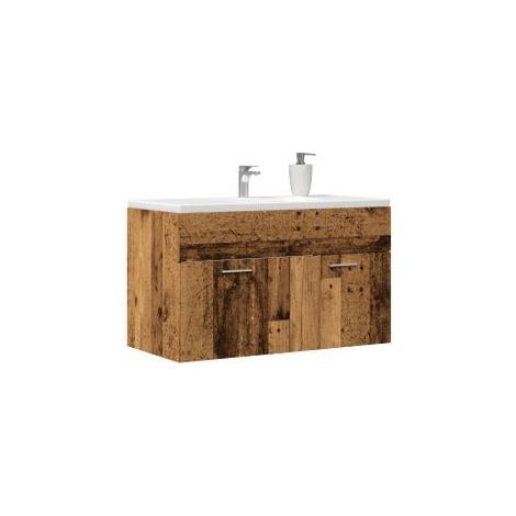 Armoire lavabo de salle de bain vieux bois bois d'ingénierie (1/5)
