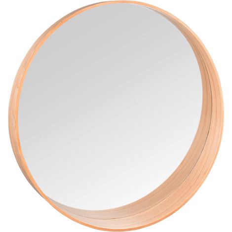 Miroir déco design, Miroir rond avec cadre bois Linde Marron en Wood, BOITE A DESIGN