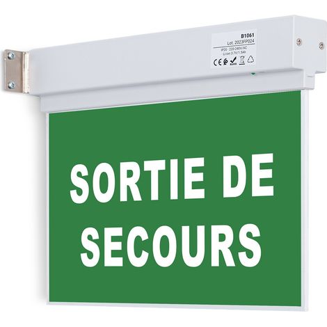 Bloc autonome d'éclairage de sécurité avec panneau "SORTIE (1/5)