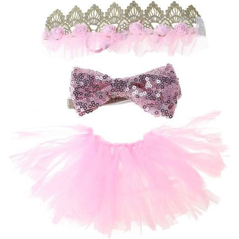 Ensemble de 3 pièces pour chien : robe de mariage, tutu, nœud papillon et chapeau pour anniversaire. (1/4)